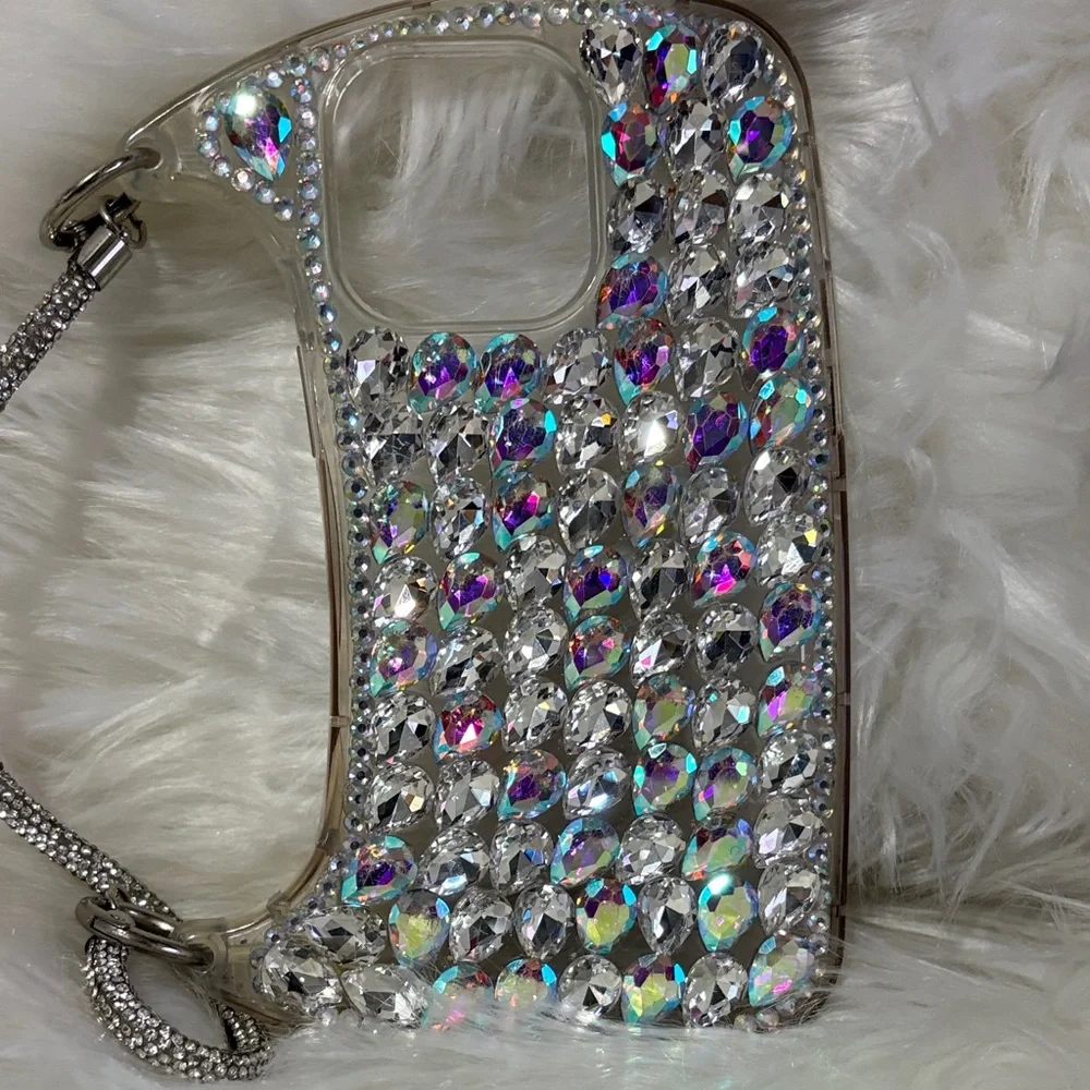 Rhinestone Phone Case with Strap- IPhone 14 Plus
